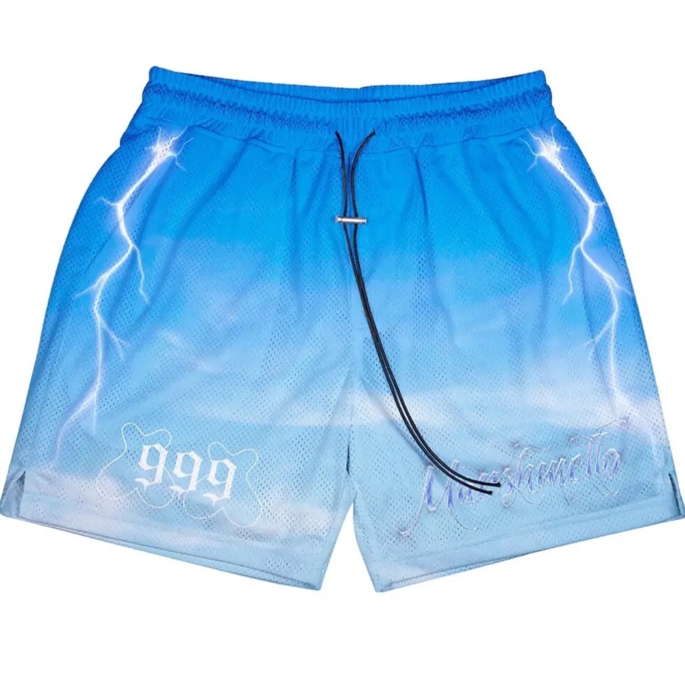 Juice Wrld ThunderStruck Shorts in Sky Blue